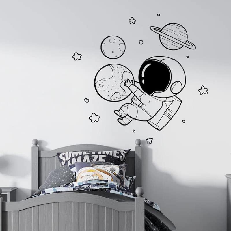 מתנת אסטרונאוט חמודה לילדים חדר תינוקות פעוטון מדבקות בית כוכב לכת מדבקת קיר ויניל נשלפת BD793