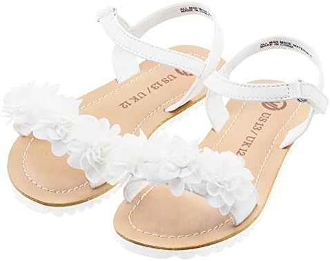 לבן סנדלי בנות לנשימה בוהן פתוח חתונה פרח סנדלי עם גומי בלעדי, מקורה חיצוני יפה קיץ נעליים