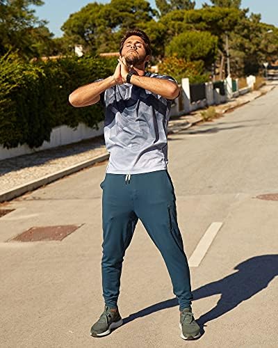 מכנסי אימון של Maamgic Mens Mens מכנסי אימון דלים מתאימים מכנסי מסלול קל משקל קלים מכנסיים עם כיסי רוכסן