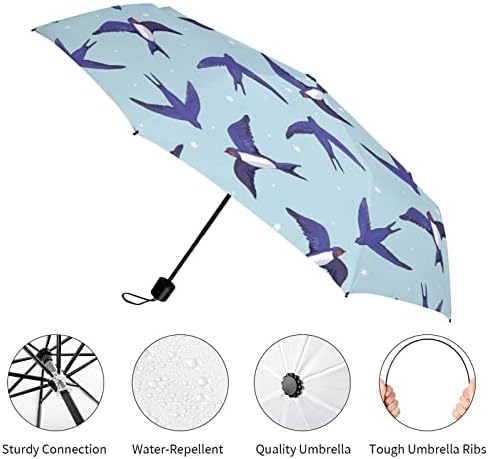 דפוס ציפור סנונית מטריית נסיעות אטומה לרוח קל משקל מטריה מתקפלת להגנה מפני אולטרה סגול 50 + לעסקים אישיים