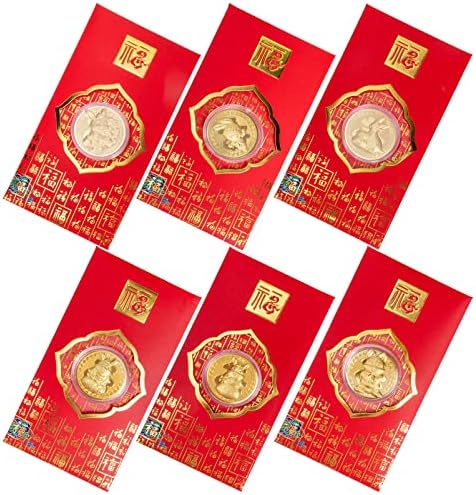 6 יחידות סיני חדש שנה אדום מעטפות גלגל המזלות ארנב אדום מנות חדש שנה אספקת מעורב סגנון מטבע אוסף