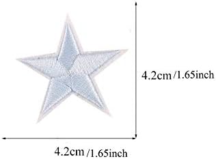 20 יחידות טלאי כוכב כחול בהיר ברזל על/תפור על טלאים טלאים טלאי מוטיב רקום טלאי אפליקציה לג'ינס