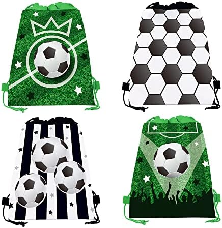 CC Home 12 חבילה שקיות מסיבות מגרש כדורגל, תיקי פינוקים לממתנת כדורגל, תיקים לטובת כדורגל תיקים לילדים לילדים