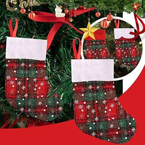 מיתרי קישוט גרבי חג המולד שקית מתנה שקיות גרב ממתקים גרבי שלג גרביים משובץ מחזיק עץ עץ עץ עץ ציפורי
