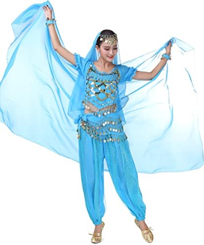 Zltdream את הודי הודי ריקוד בטן צבעוני צעיף רעלה 2.2 * 1.2 מ 'עבור ליל כל הקדושים שיפון תלבושות