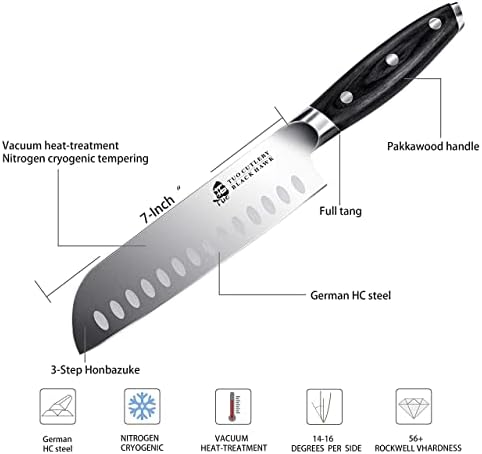 טואו בלאק הוק סכין מטבח 7 אינץ 'סכין סנטוקו & 8 אינץ' גילוף סכין מזלגות סכין ברביקיו & מטבח מספריים