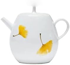 Uxzdx 230 מל חרסינה לבנה קומקום סיר יחיד סיר צהוב גינגקו קומקום קרמיקה עם מסננים קונג פו תה תה.