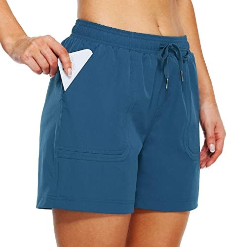 Beuu נשים טיול מזדמן מכנסיים קצרים גולף אתלטי מהיר אימון יבש קיץ מכנסי מכנסי משיכה קצרים עם כיס