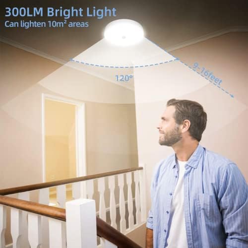 חיישן תנועה נטענת אור מקורה, אורות ארון 7.4 אינץ 'תנועה חיישן עם 300 ל', 7000 מיליאמפר/שעה, 3000