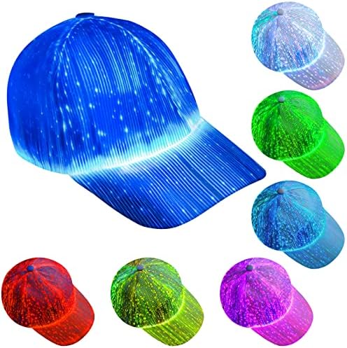 כובע LED הדלקת כובע בייסבול 7 צבעים LED זוהר אור בייסבול כובע הבזק זוהר כובע סיבים אופטיים לגברים נשים זוהרות