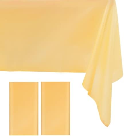 רויקיס 2 יח 'מפות שולחן צהובות, קוט שולחן פלסטיק חד פעמי עמיד למים 54 על 108 בכיסוי מלבן לאוכל במטבח,