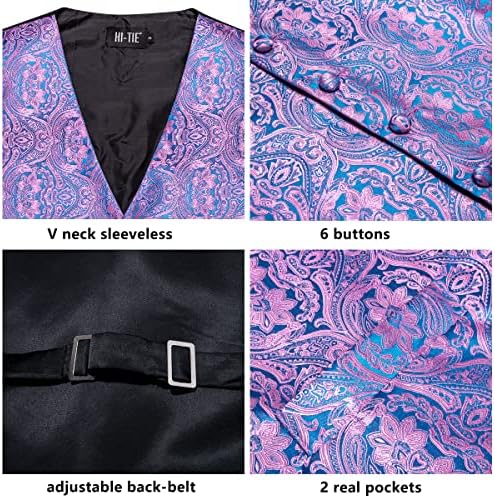 דובול גברים פייזלי עניבת אפוד סט עם כיס כיכר חפתים חזיית חליפת עבור טוקסידו