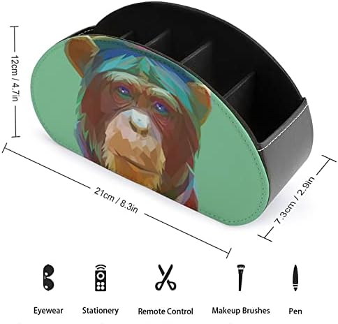 דיוקן של מחזיק שלט רחוק של שימפנזה טלוויזיה עם 5 תאים מארגן עור מארגן פו תיבת אחסון קאדי