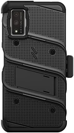 צרור בולט זיזו למארז T -Mobile Revvl V עם שרוך הנרתיק של מגן מסך קיקקטנד - שחור