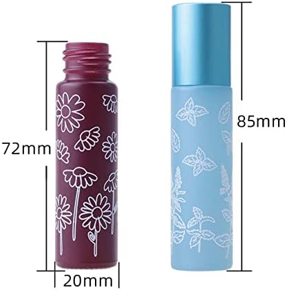 Qixivcom 8 חבילה בקבוקי רולר שמן אתרי 10 מל מקרונים בקבוקי רולר זכוכית עם גלגל נירוסטה כדור פרחוני