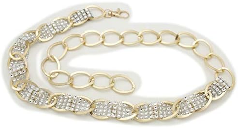 TFJ נשים חגורת אופנה מותניים גבוהות מותניים זהב שרשרת מתכת זהב רצועת בלינג רצועה XS S M