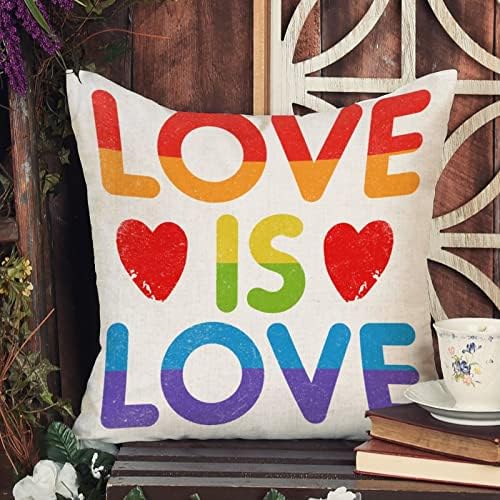 אהבה היא אהבה הומוסקסואלית לזרוק כרית כיסוי כרית חג האהבה מארז פנשסיה טרנסג'נדר LGBTQ כרית קשת הומוסקסואלית