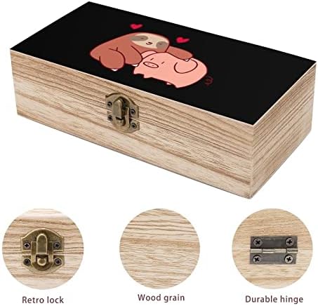 Sloth אוהב קופסאות אחסון עץ חזיר שולחן עבודה שולחן עבודה קטנות מארגן דקורטיבי קופסאות תכשיטים עם מכסה