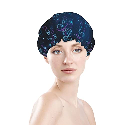 נשים לשימוש חוזר נתיחה כובע שיער אסטרונאוט גלקסיה שמיים כחולים שכבות כפול