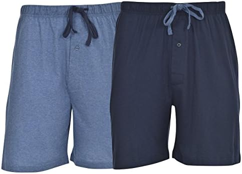 Hanes's גברים עם 2 חבילות כותנה של האנס מכנסיים קצרים סריגים מותניים וכיסים, כחול/נייבי, 5x-גדולים
