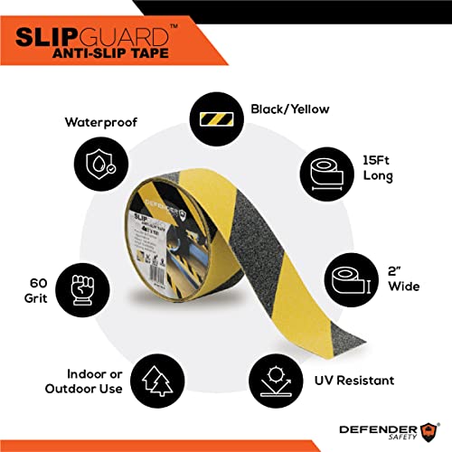 מגן בטיחות SlipGuard ™ קלטת הרצפה נגד החלקה. 60 חצץ בינוני, עמיד למים, התקנה קלה, יישומי פנים וחוץ.