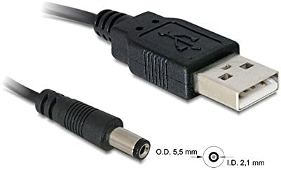DC 5V USB 2.0 סוג סוג של זכר ל 5.5 x 2.1 ממ DC תקע חשמל CONTOR CONTOR ADPTER כבל שחור 80 סמ