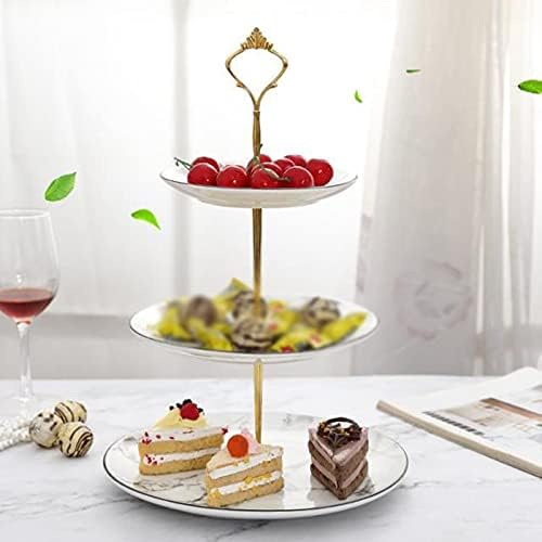 דוכן עוגת הקאפקייקס 3 קומות עוגת דוכן עם מתכת כתר ידית קרמיקה קינוח שולחן להסרה דוכן תצוגת הקאפקייקס מסיבת חתונה