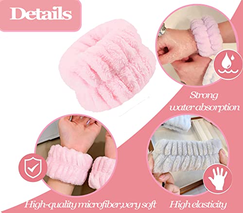 4 יחידות יד מגבות עבור כביסה פנים, מיקרופייבר יד ספא רצועת כביסה סופג צמידי יד זרוע להקות עבור נשים בנות
