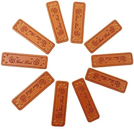 Honbay 10 יח 'מקסים תוויות מובלטות בעבודת יד תוויות עור PU עם חורים לתפירה או מלאכת DIY
