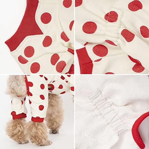 CCOCCADOG DOT DOT כלב בגדי סרבל קלים בינוני אדום, הלבשה סוודר רכה ונמתחת, תבנית נקודה ייחודית צבעונית