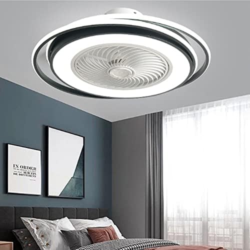 Wylolik 26 אינץ 'מאוורר תקרה מודרני עם אור LED, שלט רחוק 3 הילוכים, להבי PVC בלתי נראים, 3 צבעי אור הניתנים