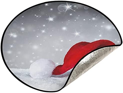 כובע סנטה קלאוס שלג עץ חג המולד מחצלת עץ עמיד למים שטיח מחצלת מגש מתחת לאביזר עץ חג המולד לקישוטי מסיבת חג
