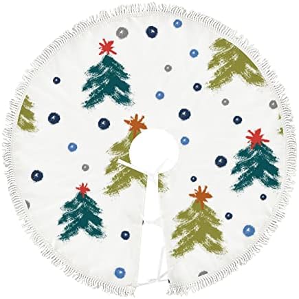 חצאית עץ חג המולד בגודל 48 אינץ 'כחול פתיתי שלג ירוק עץ אדום כוכב עץ גדול חצאית מחצלת חווה חווה חווה חג המולד