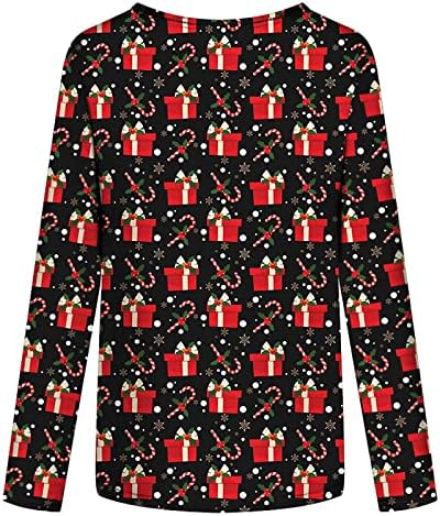 איאסו נשים צוות צוואר גדול חולצות בטן בקרת נים חג המולד הדפסת חולצות מפנק טי בכושר רופף טוניקות קומפי חולצות