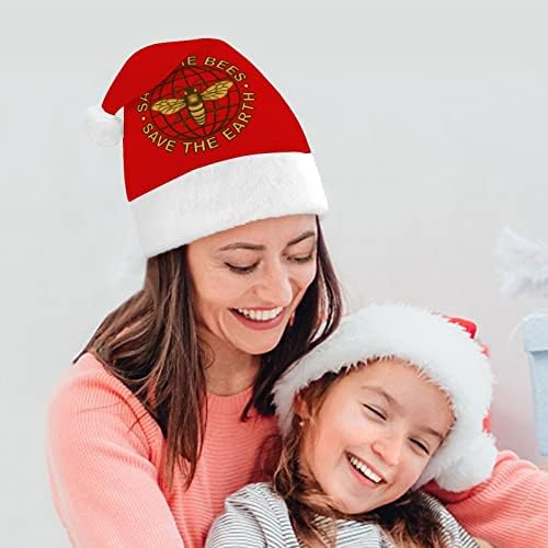 לחסוך את דבורים חג המולד כובע סנטה קלאוס כובעי קצר קטיפה עם לבן חפתים לגברים נשים חג המולד חג מסיבת קישוטים