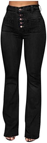 רטרו רטרו מותניים גבוהים ג'ין חצוצרה התלקחות ג'ינס תחתון פעמון רזה לנשים מכנסי ג'ין ג'ין קלאסיים מתרחבים