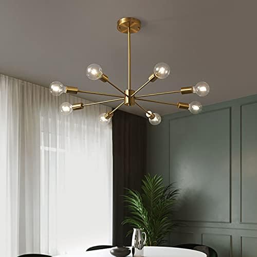 אומונים לחדר חדר אוכל בסלון, E27 פוסט -מודרני נורדי נברשת נחושת, מנורת אישיות יצירתית פשוטה/נחושת/6T