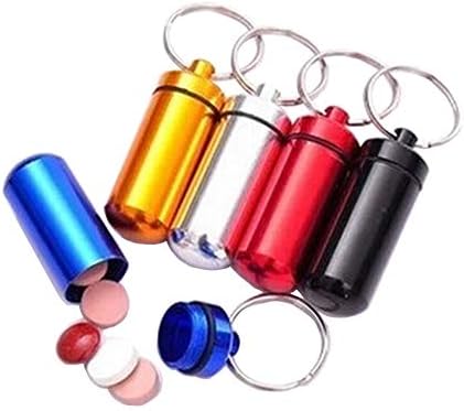 6 יחידות צבע אקראי אלומיניום מיני צורת כדור עמיד למים נייד בקבוקים עם מפתח טבעות מפתח שרשרת נסיעות