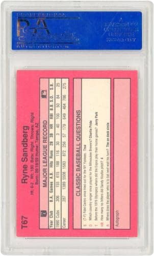 Ryne Sandberg Chicago Cubs חתימה משנת 1991 סדרה קלאסית 2T67 PSA כרטיס מסחר אותנטי מאומת - כרטיסי בייסבול