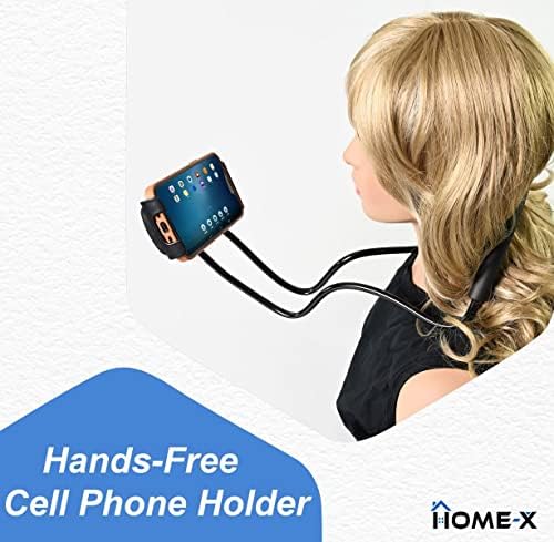 Home-X סביב צוואר מחזיק סלולרי אוניברסלי ללא ידיים, סמארטפון נייד עומד לצוואר, נהדר לסטרימינג, selfies, קריאה-מתאים