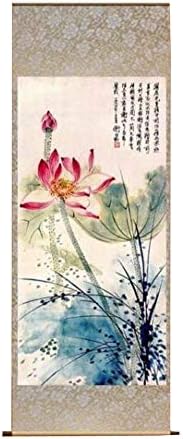 זורילו משי גלילה מילה ציור מזרחי דקורטיבי מחסן סיני לוטוס פרח ציור קיר גלילה תליית ציור 45 איקס