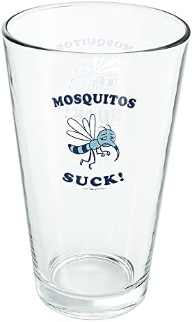 יתושים למצוץ הומור מצחיק 16 כוס ליטר עוז, זכוכית מחוסמת, עיצוב מודפס & מגבר; מתנת אוהד מושלמת / נהדר