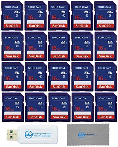 סנדיסק 16 ג ' יגה-בתים כרטיס 20 חבילה מחלקה 4 כרטיסי זיכרון צרור עם הכל אבל בד מיקרופייבר סטרומבולי