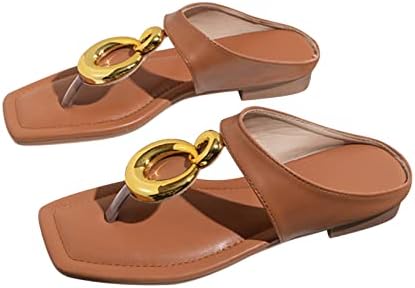 נשים של קיץ סנדלי מתכת קליפ הבוהן כיכר הבוהן נעלי בית מפנק קומפי מתגנדר חוטיני סנדלי החלקה כפכפים