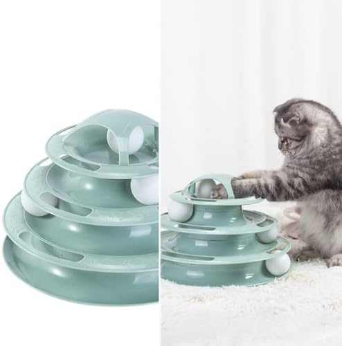 Na Cat Toy Tower Level 3/4 מנהרה מעגלית של פטיפון עם כדורים נעים - מגש אימונים אינטראקטיבי - ציוד חיות