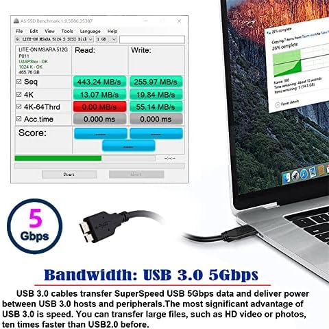 NFHK 2PCS/SET USB 3.1 USB-C Type-C ל- Micro 3.0 ו- USB 3.0 סוג-A זכר למיקרו 3.0 B כבל נתונים SSD