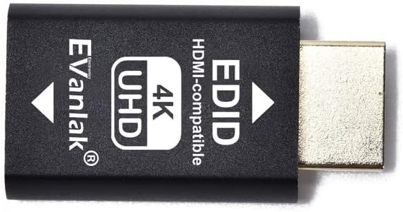 Evanlak HDMI EDID Emulator מעבר דרך גנרל שלישי אלומיניום פרימיום ביטול מתאם אמולטור מתאם עם MAC