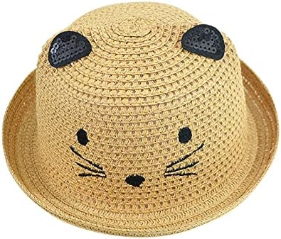 כובעי שמש קש לילדים מתאימים ולהתלקחות משיכה על כובעי קיץ של חוף חתול מצוירים כובעי דלי נוחים מתלקחים