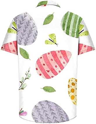 טייז פסחא של Xipcokm חולצות דש בהוואי מכתב אופנה מודפס חוף חוף בתוספת גודל גודל נוח בוטון למטה