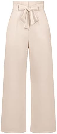 מכנסי רגל רחבים לנשים Teerfu המותניים האלסטיות הגבוהות בעסקים האחוריים מכנסיים ארוכים מכנסי חליפה ישרים